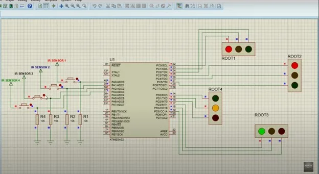 Density-Based Traffic Light Control in Atmega32 and Atmel studio1