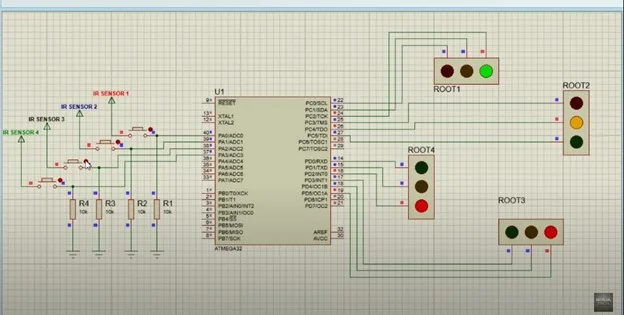 Density-Based Traffic Light Control in Atmega32 and Atmel studio2