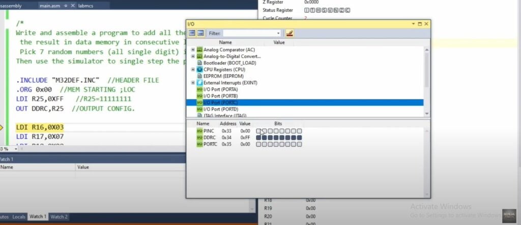 add cnic digits in atmega32 microcontroller data direction register