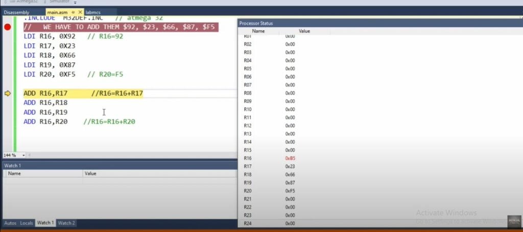 adiing register values