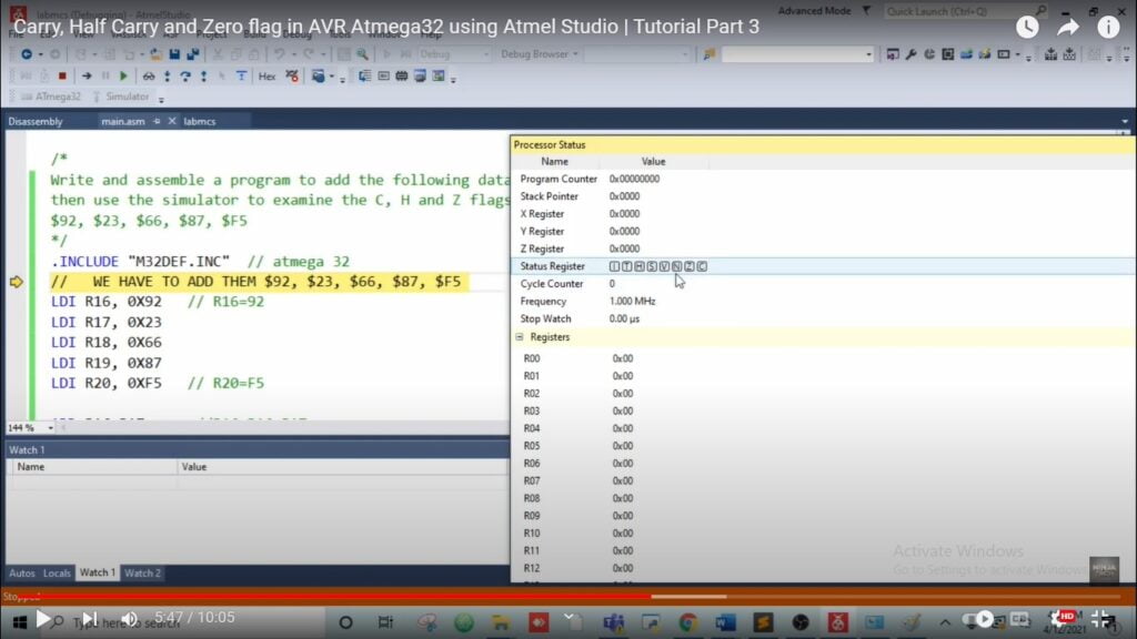 flags in avr status register