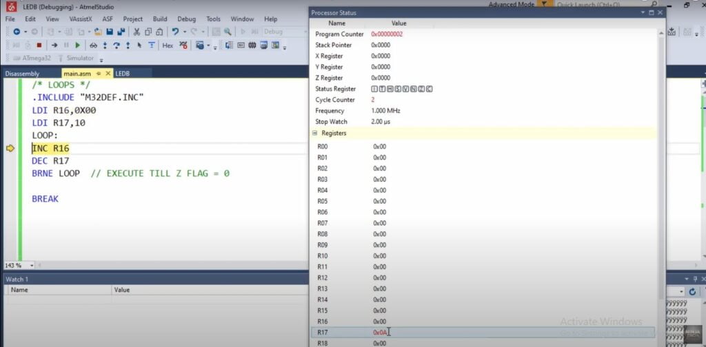 increment in r16 general purpose register