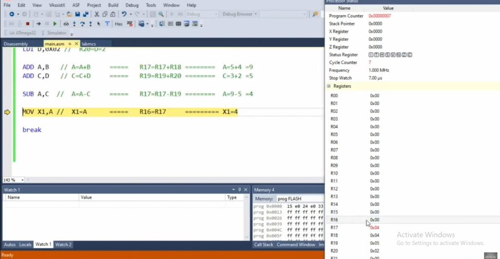 moving values in registers