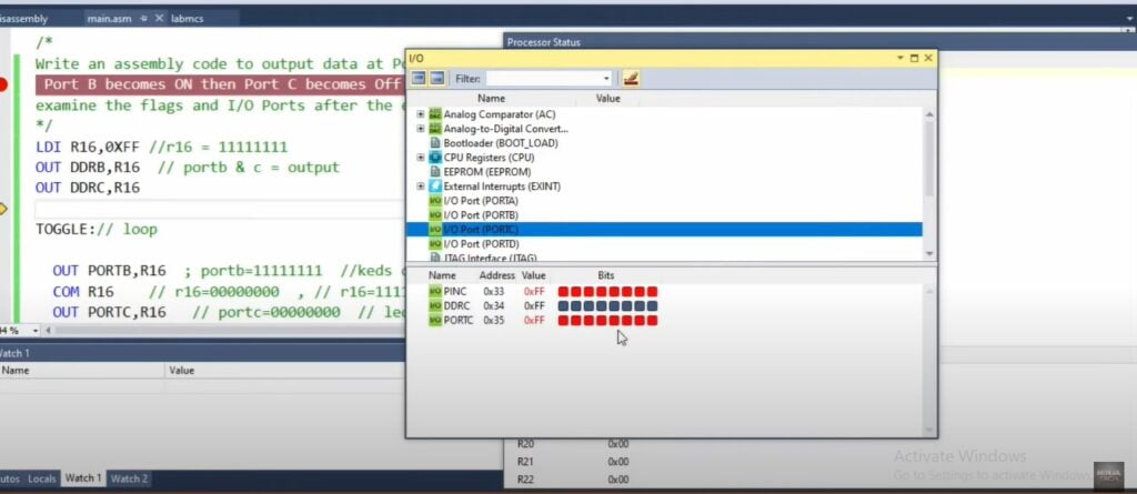 pinc ports and flags in atmega32